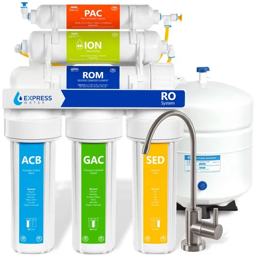 Express Water Sistema de filtración de agua de desionización de ósmosis inversa - Sistema de ósmosis inversa RO de 6 etapas con grifo y tanque -