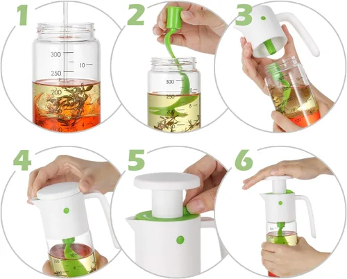 Miniatura 4 de Vucchini Botella mezcladora de aderezo para ensaladas, contenedor de aderezo de ensalada casero - Ketchup de almacenamiento de jugo de vidrio sin