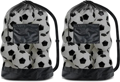 Miniatura 10 de BROTOU Bolsa de red para pelota de fútbol extragrande, bolsa de malla con cordón de 40 x 30 pulgadas con bolsillo con cremallera, bolsa