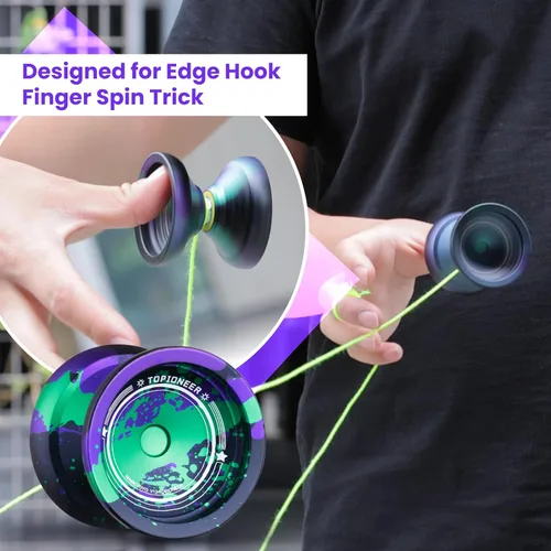 Miniatura 4 de MAGICYOYO Responsive Yoyos - Paquete de 2 yoyos de metal V12 + yoyo de plástico K2 verde brillante, yoyo profesional para niños, yoyo de doble