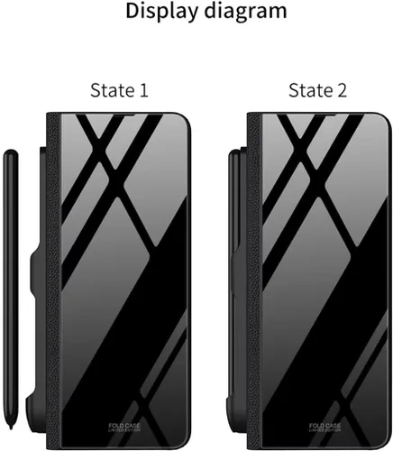 Miniatura 4 de Funda para Samsung Galaxy Z Fold 5 5G con bolsillo para S-Pen Holder Pocket, Kickstand,Luxury Flip Plating a prueba de golpes de cuero híbrido todo