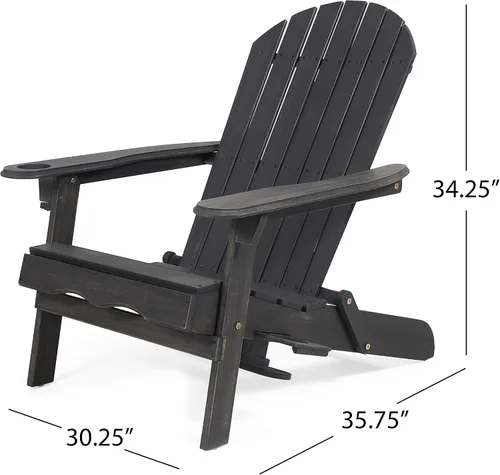 Miniatura 3 de Christopher Knight Home Christine - Silla plegable Adirondack de madera de acacia para exteriores, color gris oscuro
