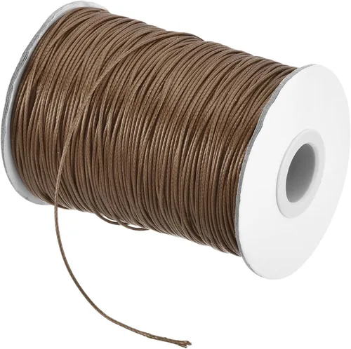 Miniatura 22 de MECCANIXITY Cordón encerado de poliéster encerado de 0.031 in, cuerda de cera de 175 yardas para hacer pulseras, collares, cuentas, joyería y Caqui