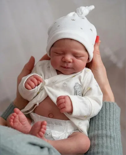 Miniatura 10 de Zero Pam Muñecas Bebé Reborn Realistas Niño 18 Pulgadas Niña Recién Nacida Realista Ojos Cerrados, Muñeca de Bebé Recién Nacido con Cuerpo de Tela