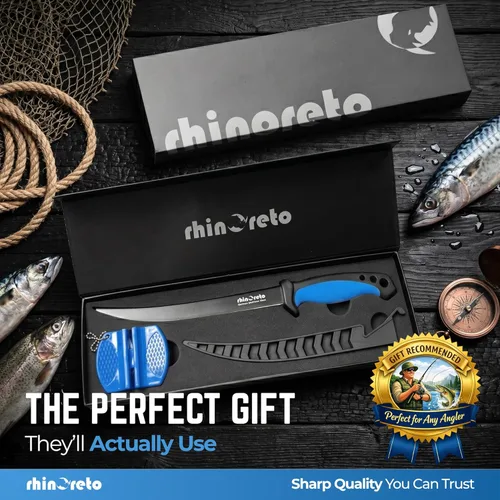 Miniatura 7 de Rhinoreto Cuchillo de filete para pescado, hoja de acero inoxidable alemán flexible y súper afilada de 5-9 pulgadas, cuchillos profesionales