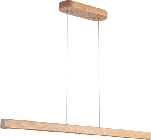 Miniatura 10 de YISDESIGN Lámparas colgantes lineales de madera de 47 pulgadas, modernas, LED, 36 W, regulables, iluminación colgante de techo, luces colgantes, Za.