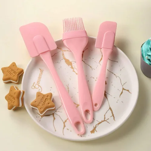 Miniatura 6 de Suministros para hornear, 3 piezas, juego de espátulas de silicona, espátulas de silicona, espátulas de espátula de aceite, para pasteles, crema
