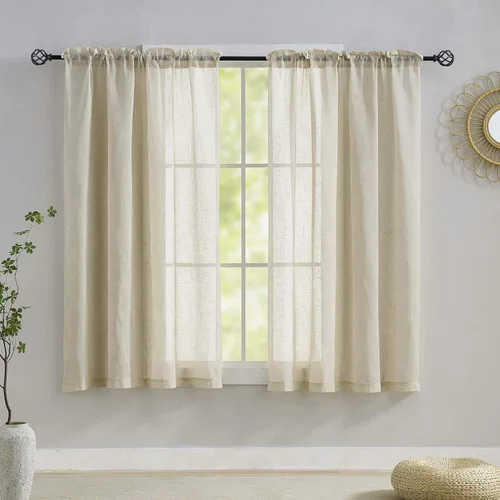 Miniatura 12 de Home Brilliant Cortinas traslúcidas para sala de estar de 45 pulgadas de largo, paneles de ventana pequeños para dormitorio, cortinas cortas
