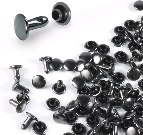 200 juegos de remaches redondos de 6 mm con tapas dobles, remaches de cuero, pernos tubulares metálicos para bolsos, sombreros, zapatos, ropa,