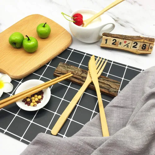 Miniatura 3 de Utensilios de bambú, juego de cubiertos ecológicos, juego de cubiertos, utensilios de viaje, juego de utensilios de camping, juego de utensilios