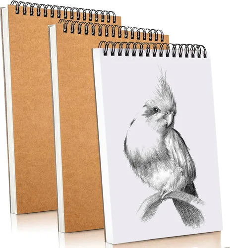 Cuaderno de bocetos, papel de dibujo de 9 x 12 pulgadas, encuadernado en espiral (98 libras/5.64 oz/m²), 90 hojas, paquete de 3, cuaderno de bocetos