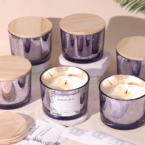Miniatura 9 de Simeitol Tarros de Vela Transparentes de 16 OZ para Hacer Velas 6 Piezas, Tarro de Vela de Vidrio con Tapas Herméticas de Bambú - Tarros de Velas