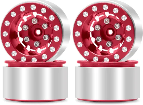 OGRC - Ruedas 1.0, llantas profundas, compensación negativa de 0.276 in, ruedas para SCX24 C10 JLU Deadbolt Gladiator Bronco 1/24 Crawler Car (rojo)