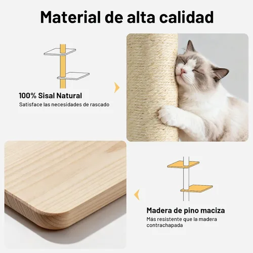 Miniatura 7 de Veehoo Árbol de pared para gatos grandes, escalador de pared para gatos de 66 pulgadas de alto con perchas grandes y alfombra antideslizante