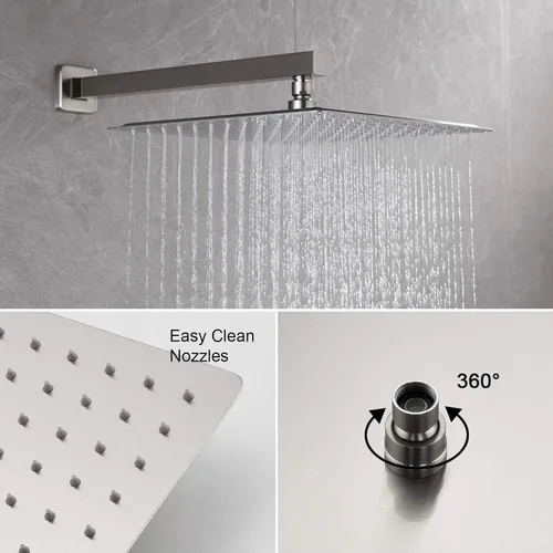 Miniatura 2 de KOJOX Sistema de ducha de 12 pulgadas con cabezal de ducha de lluvia de alta presión, cabezal de ducha de mano, kit de molduras de grifo de bañera