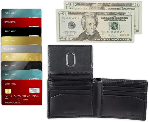 Miniatura 6 de Columbia Cartera RFID para hombre, Cuero negro