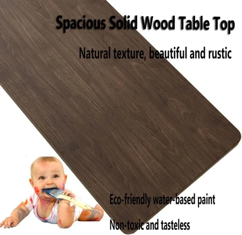 Miniatura 7 de Escritorio de madera maciza para computadora de oficina en casa, mesa de comedor marrón oscuro, patas de metal fuertes, mesa de pino de 2.0 in