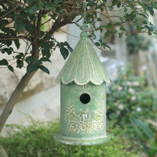 Miniatura 10 de Casas de pájaros colgantes de metal para exteriores, casitas de pájaros para exteriores, nido de pájaros único para pájaros azules, pajarillos