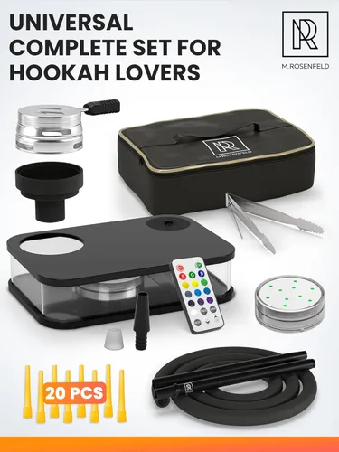 Miniatura 3 de Set portátil de cachimba con todo incluido - Set portátil de cachimba negro para viajes con bolsa plana para cachimba - Kit de cachimba