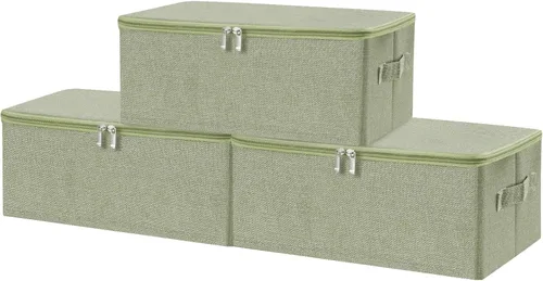 Miniatura 9 de ANMINY Contenedores de almacenamiento con tapas con cremallera, cajas de almacenamiento de tela con tapa de 36 cuartos de galón, cestas con asas