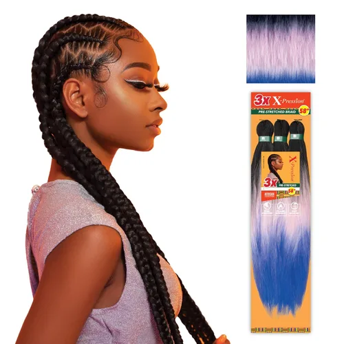 Miniatura 11 de Sensationnel X-Pression - Trenzas prestiradas, 3 unidades, 58 pulgadas, paquete de 1 unidad, 1B