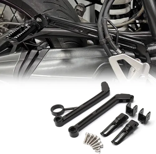 Estriberas de pasajero trasero para motocicleta, compatibles con BMW R9T/ R NINE T Pure/R NINE T Racer/R NINE T Scrambler Estriberas plegables Negro