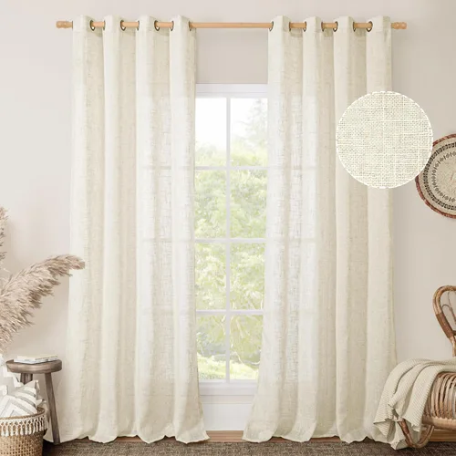 Miniatura 135 de LAMIT Cortinas de lino sintético para dormitorio, paneles filtrantes de luz, cortinas de lino con protección de privacidad con ojales para ventanas