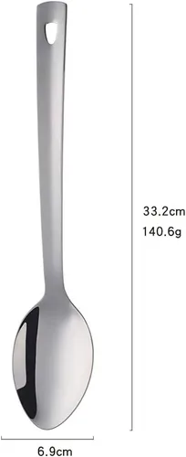 Miniatura 6 de dongbo - Juego de 6 cucharas para servir bufé de acero inoxidable de 13 pulgadas con mango largo para catering, color plateado