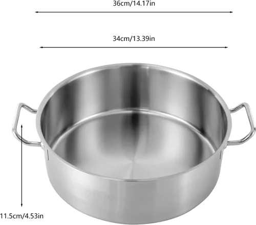 Miniatura 4 de Olla de acero inoxidable de 11 cuartos de galón con tapa, utensilios de cocina gruesos, olla de sopa de inducción resistente, olla grande