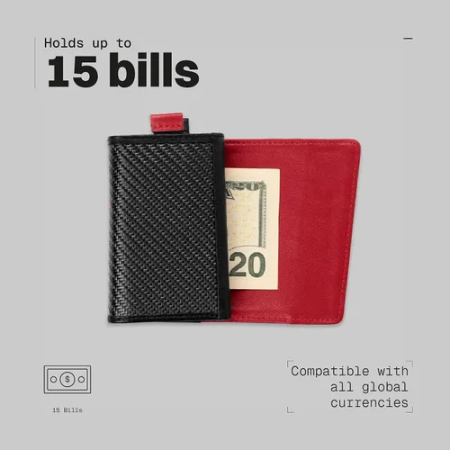 Miniatura 32 de The Frenchie Co. - Cartera - Cartera delgada de piel plegable - Protección de bloqueo RFID con múltiples ranuras para tarjetas y ventana