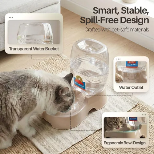 Miniatura 6 de Dispensador automático de agua Flexzion por gravedad para mascotas para gato y perro - Dispensador de agua recargable automático antideslizante