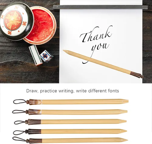 Miniatura 2 de GLOGLOW Juego de 5 bolígrafos de inmersión de caligrafía con mango de madera con 5 puntas para letras a mano, dibujo, bocetos, caligrafía, escritura