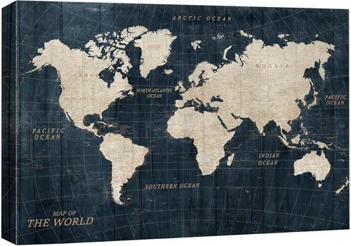Miniatura 26 de wall26 - Cuadro en lienzo para pared, bandera americana sobre mapa de Estados Unidos en panel de madera, ilustraciones culturales de arquitectura
