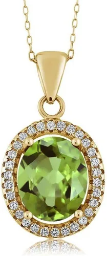 Miniatura 42 de Gem Stone King Collar con colgante de plata chapada en oro amarillo de 18 quilates de 0.433 x 0.354 in con piedra natal ovalada para mujer