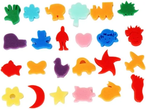24pcs Esponja Pintura Formas Animal Pintura Sellos Artesanía Esponjas (Color al azar)