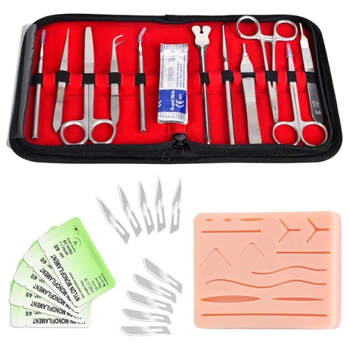 Kit de práctica de sutura Spectabilis para estudiantes de medicina, almohadilla grande de silicona con 14 heridas precortadas, suministros para