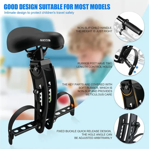 Miniatura 3 de XIEEIX Child Bike Seat, Kids Bike Seat with Guardrail, High Seat Cushion Backrest Mountain Bike Child Bike Seat, Bicycle Child Safety Seat for