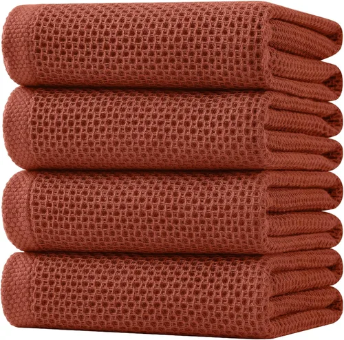 Miniatura 283 de Homaxy Paños de cocina de 100% algodón con tejido de gofre, ultra suaves, absorbentes, de secado rápido, 12 x 12 pulgadas, paquete de 6, amarillo