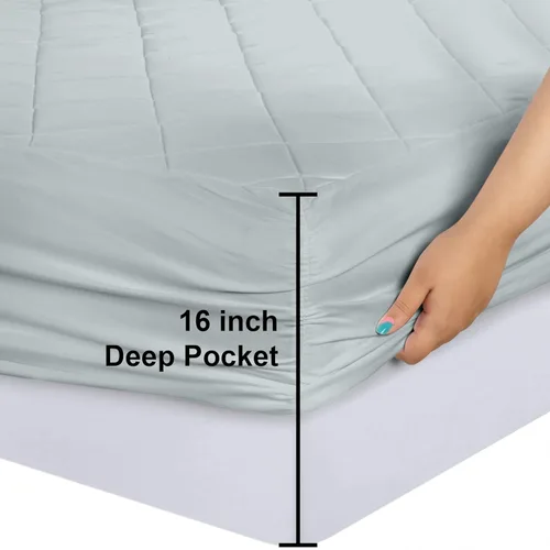 Miniatura 3 de Utopia Bedding - Cubrecolchón acolchado ajustado, protector y cubierta de colchón elástico con bolsillo profundo que se estira hasta 16 pulgadas