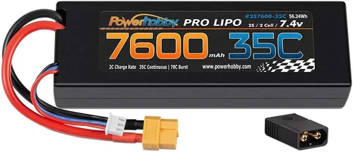 Miniatura 6 de Powerhobby 2S 7.4v 7600mah 35c Lipo Batería con enchufe XT60 + adaptador compatible con: Slash 4x4 4WD 2WD Stampede Rustler E-Revo E-Maxx Spartan