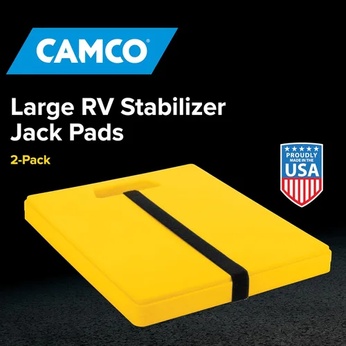 Miniatura 2 de Camco Almohadillas de gato estabilizador grandes para cámper/RV - Cuenta con diseño entrelazado y correa práctica para almacenamiento de RV - Mango