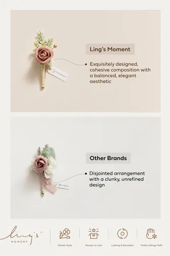 Miniatura 6 de Ling's moment Boutonniere para hombres, 2 piezas de novios, padrinos de boda, flores artificiales para bodas, bailes, regreso a casa, etc. Azul Azul
