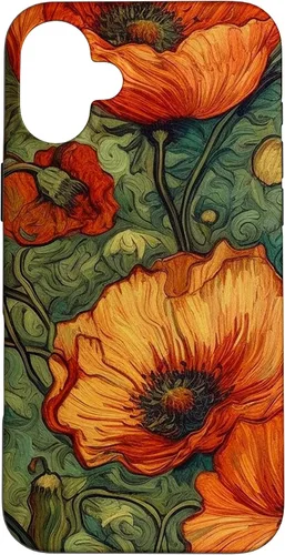 Miniatura 22 de iPhone 16 Floral Van Gogh Style Poppy Flower Case