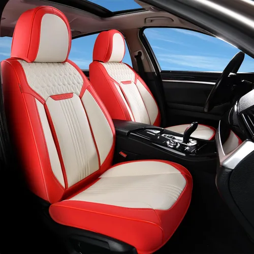 Miniatura 31 de Coverado Juego Completo de Fundas de Asiento de Automóvil, Fundas de Asiento de Cuero de Lujo para Delantero y Trasero, Fundas de Asiento En