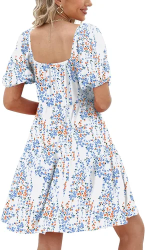 Miniatura 4 de Vestidos de mujer con cuello cuadrado, manga abombada, estilo casual, holgado, para primavera