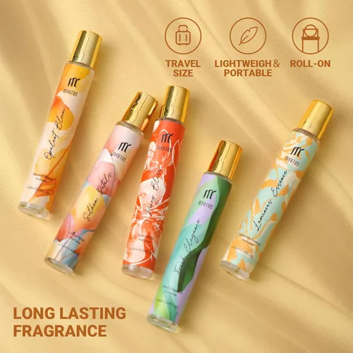 Miniatura 4 de Perfume enrollable para mujer, botella de vidrio oriental floral de 0.3 fl oz, perfume de viaje de larga duración para oficina, cita y uso diario