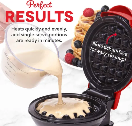 Miniatura 3 de DASH Mini Máquina para Hacer Waffles + Plancha, Paquete de 2 Máquina para Waffles + Plancha - Rojo
