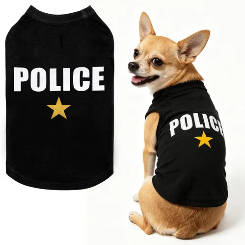 Miniatura 27 de BINGPET Camisas de Perro Policía, Camiseta de Perro Suave de Algodón, Traje Transpirable y Ligero para Perro Camiseta Sin Mangas Chaleco, Ropa