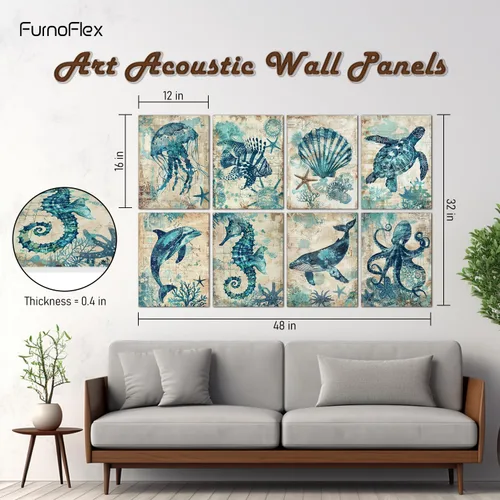 Miniatura 3 de FurnoFlexArt Paneles Acústicos Artísticos Azulejos Decorativos para Habitación Espuma Insonorizante Paneles Absorbentes Amortiguación de Ruido