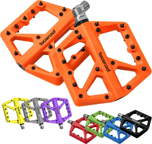 Miniatura 10 de Pedales MTB, pedales grandes para bicicleta de montaña, pedales de plataforma de bicicleta compuestos de fibra de nailon ligero, pedales de agarre